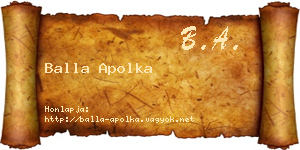 Balla Apolka névjegykártya